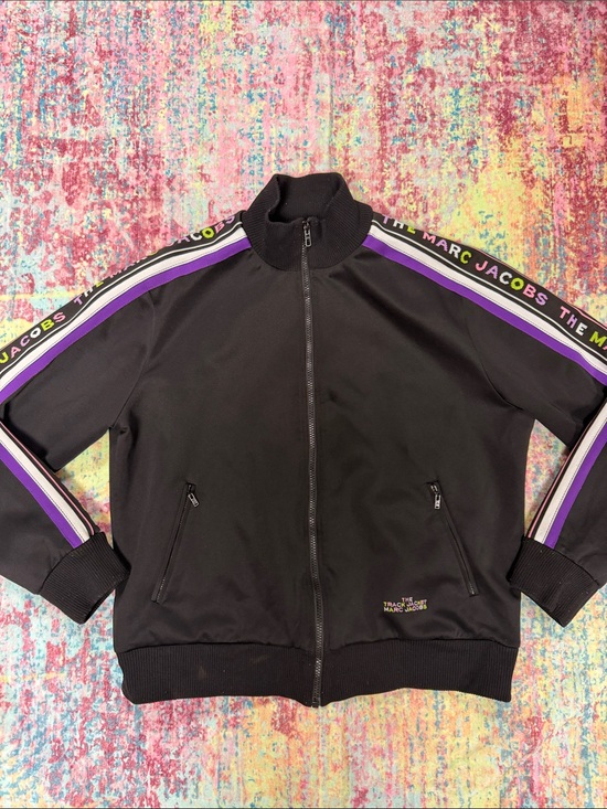 Marc Jacobs Jackets & Blazers - Marc Jacobs Black Track Jacket with Purple Stripe Accents